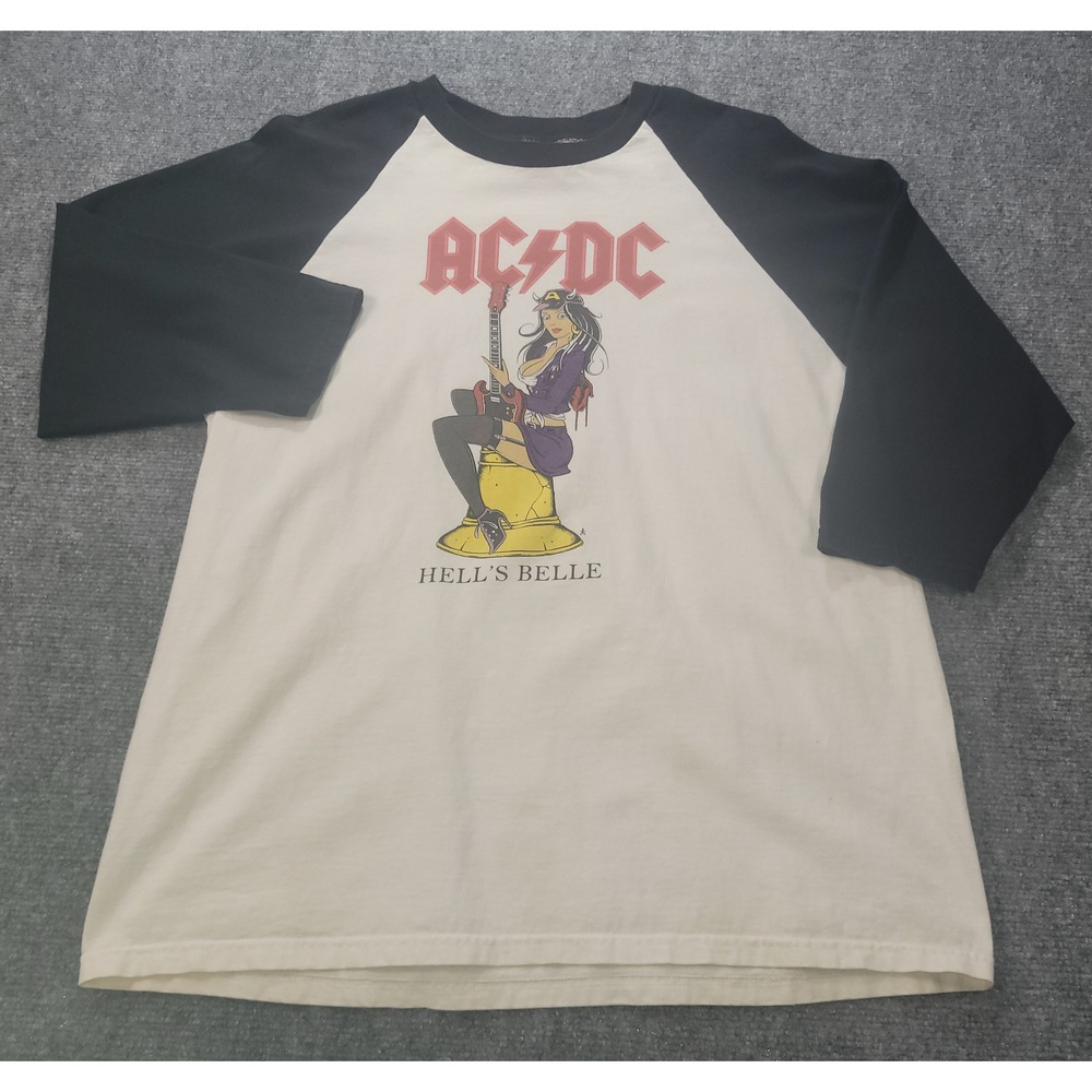 ACDC Black Ice World Tour Hells Belle Raglan Baseball Shirt Large Anvil 2008